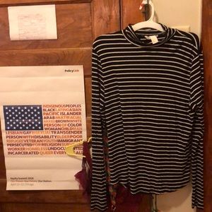 Black and White Striped Turtleneck